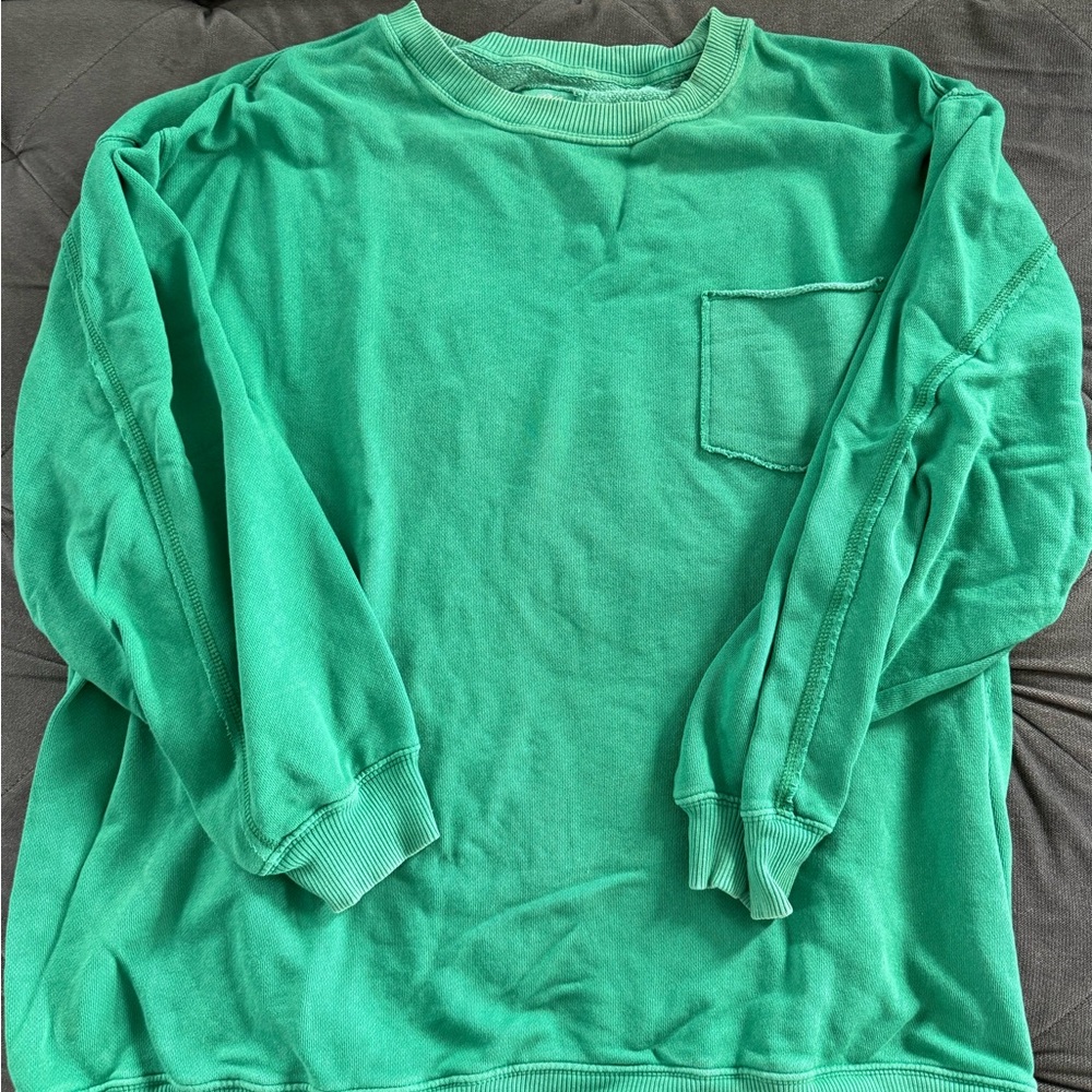 Aerie Vibrant Green Textured Sweatshirt